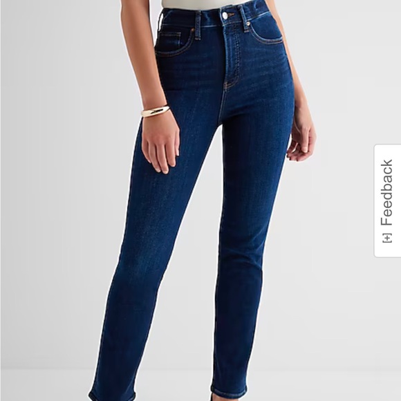 NWT Express Super High-Waisted Dark Wash 90’s Slim Jeans - Picture 1 of 14